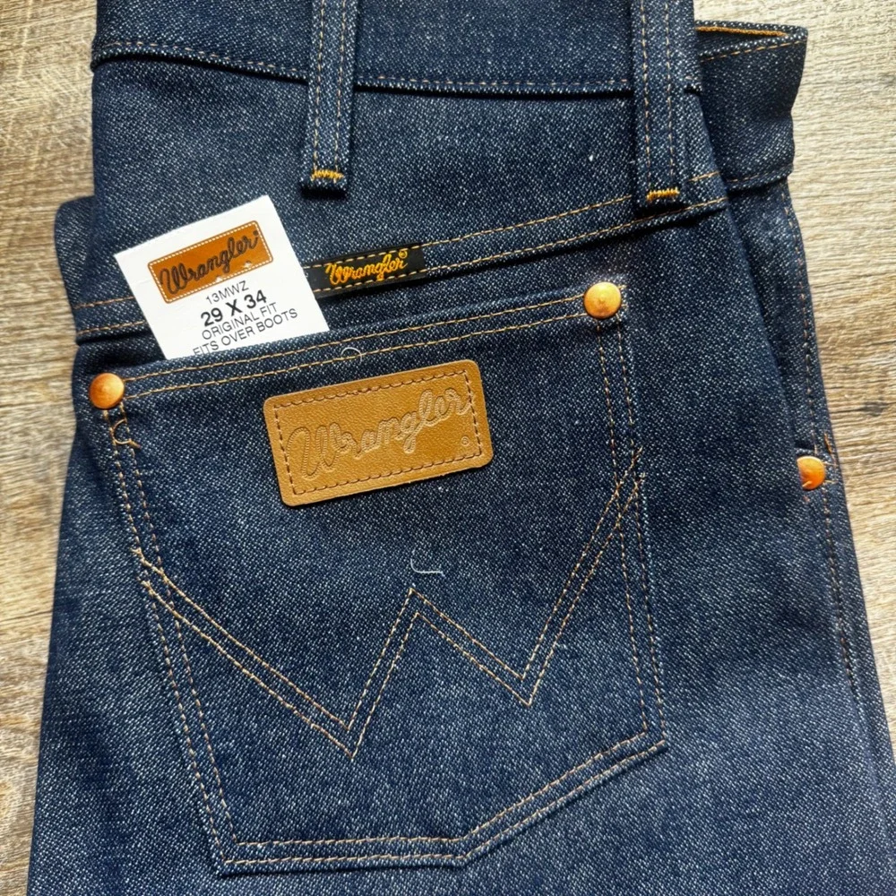 Wrangler 13MWZ Cowboy Cut Jeans 29x34 Original Fit Dark Wash Blue Rigid Denim